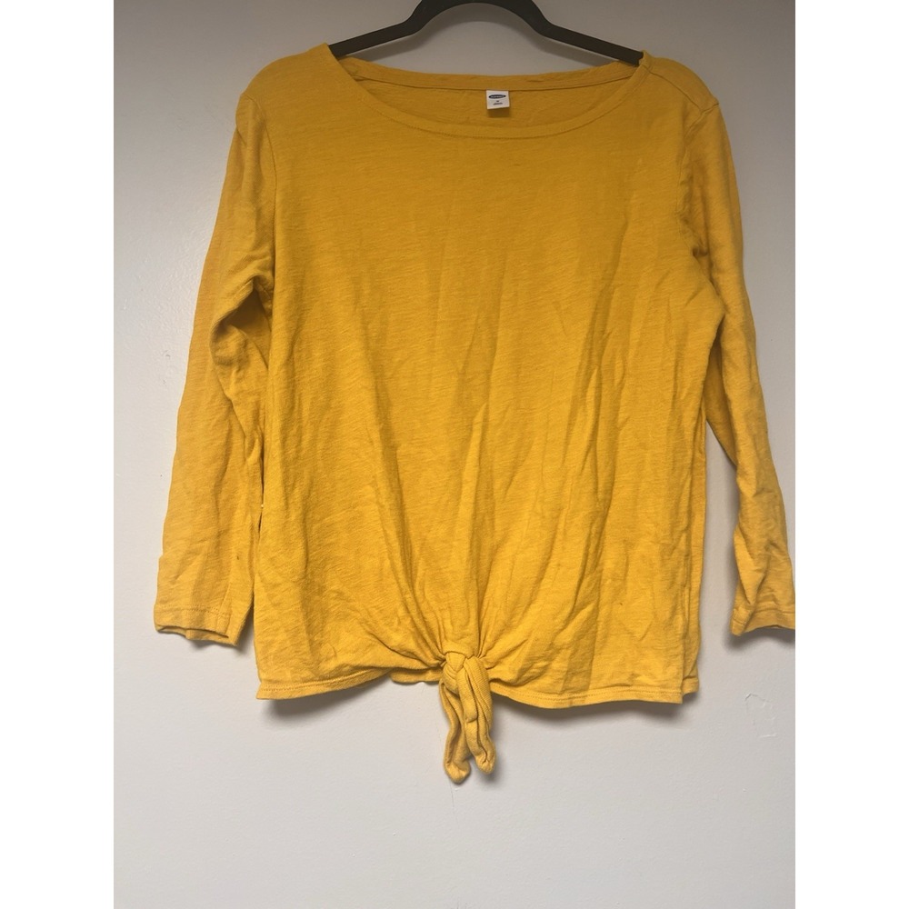 Old Navy Women's Mustard Yellow Blouse With Tie Size M